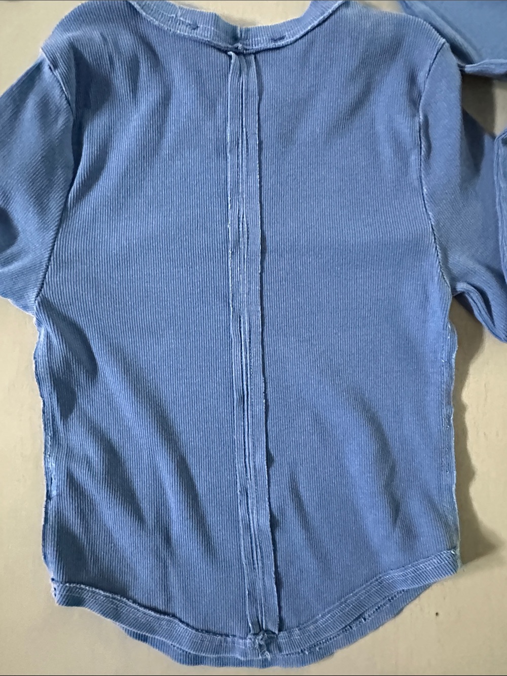 Altar'd State Blue Ribbed Long Sleeve Top Seam Back - XXS - Like New - Picture 3 of 4